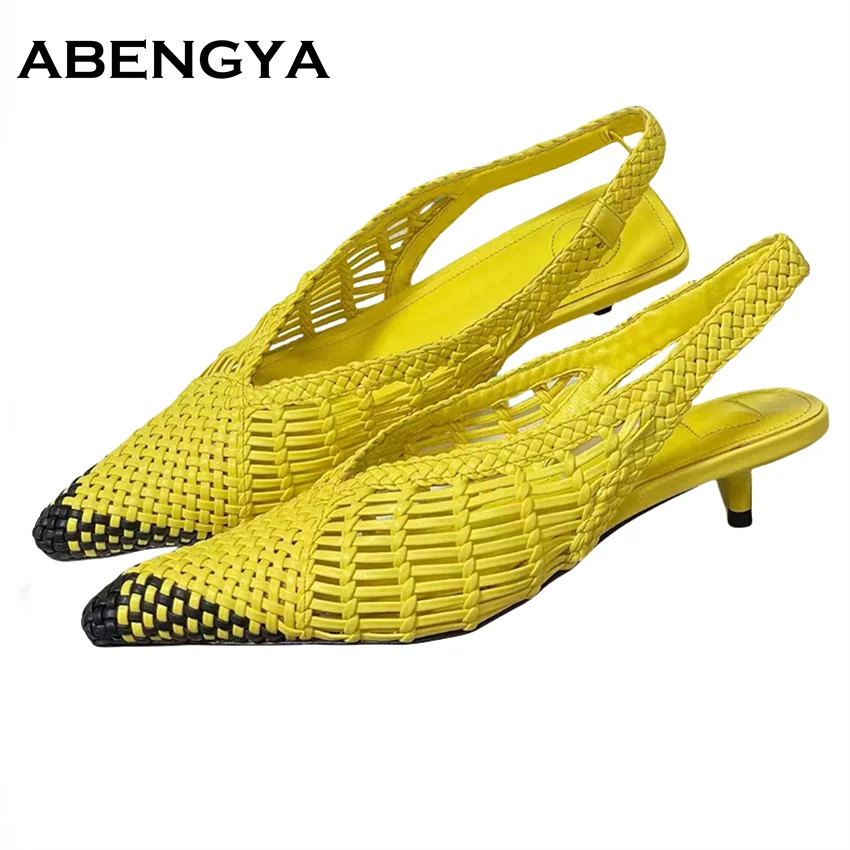 Summer Kitten Heels Pumps Women Point Toe Breathable Slingback Sandals Women's Party Shoes Sexy Leather High Heel Sandals Mujer
Summer Kitten Heels Pumps Women Point Toe Breathable Slingback Sandals Women's Party Shoes Sexy Leather High Heel Sandals Mujer