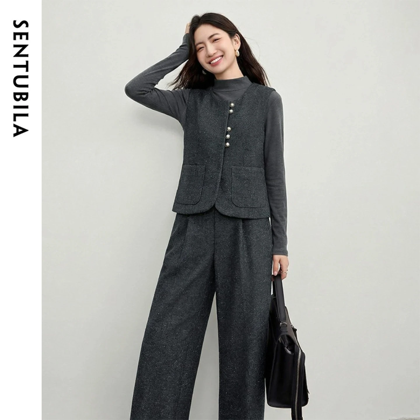 SENTUBILA Women's 2 Piece Pants Set 2025 New O Neck Waistcoat Straight Pant Winter Office Lady Wool Blend Women's Suit 154ZA6093
SENTUBILA Women's 2 Piece Pants Set 2025 New O Neck Waistcoat Straight Pant Winter Office Lady Wool Blend Women's Suit 154ZA6093