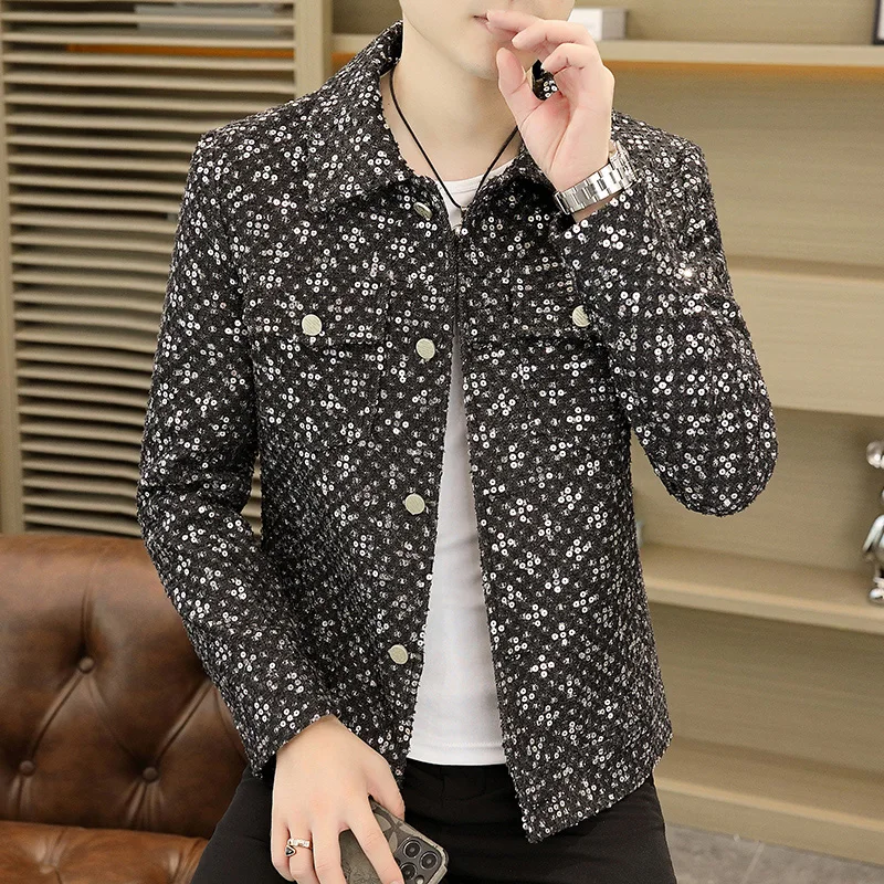 2023 Brand Sequin Jacket for Men Korean Fashion Casual Jacket Slim Fit Business Outwear Male Street Wear Windbreaker Jacket Coat
2023 Brand Sequin Jacket for Men Korean Fashion Casual Jacket Slim Fit Business Outwear Male Street Wear Windbreaker Jacket Coat