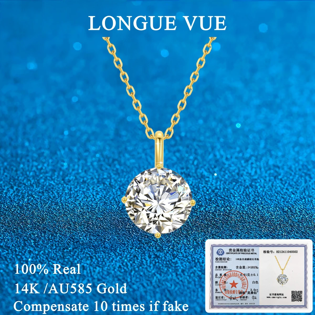 With Certificate Real 14k Gold Round Cut Moissanite Necklace Pendant for Women AU585 Wedding Engagement Party Classic Jewelry
With Certificate Real 14k Gold Round Cut Moissanite Necklace Pendant for Women AU585 Wedding Engagement Party Classic Jewelry