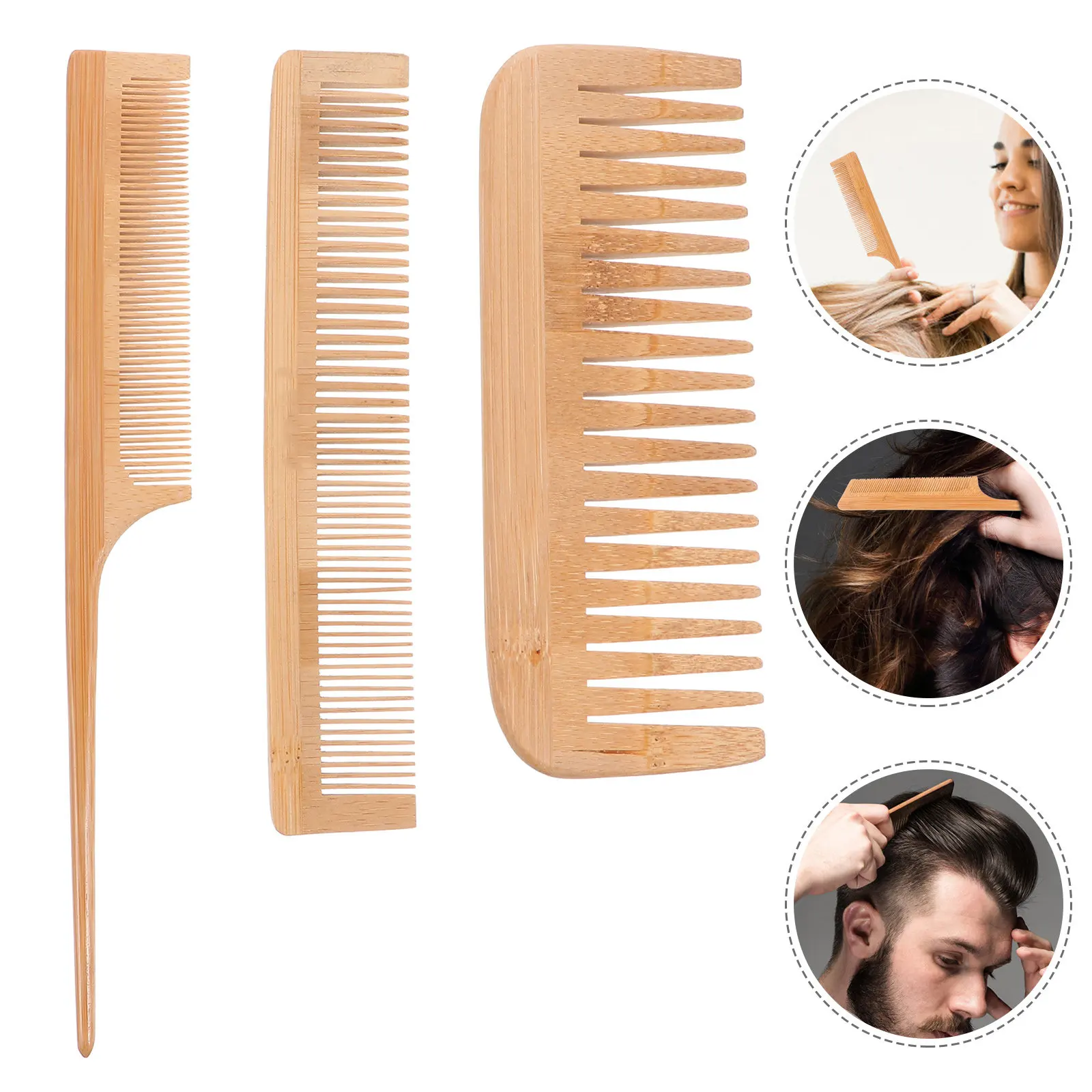 3Pcs Fine and Wide Tooth Bamboo Combs Lightweight Portable Hair Styling Set for Salon Barber Home Use Salon Comb
3Pcs Fine and Wide Tooth Bamboo Combs Lightweight Portable Hair Styling Set for Salon Barber Home Use Salon Comb