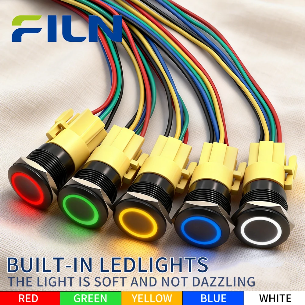 2PCS FILN19mm Push Button Switch Ring Button Latching 12V 24V IP65 Waterproof with LED 1NO1NC Pre-Wired Harness 5Amp Marine car
2PCS FILN19mm Push Button Switch Ring Button Latching 12V 24V IP65 Waterproof with LED 1NO1NC Pre-Wired Harness 5Amp Marine car