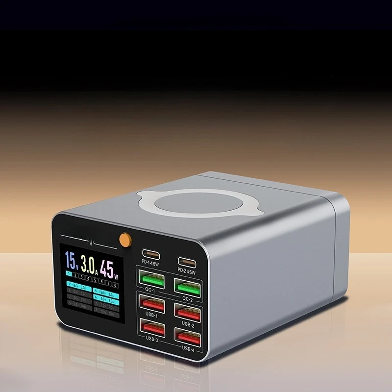 80W wireless multi-port charger multi-protocol compatible digital display eight-port desktop charging station intelligent
80W wireless multi-port charger multi-protocol compatible digital display eight-port desktop charging station intelligent