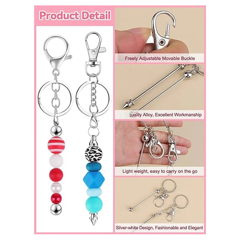 Metal Bead Keychain Bars Beads DIY Blank Keychain Removable Beadable Keychain Bars For DIY 30PCS
Metal Bead Keychain Bars Beads DIY Blank Keychain Removable Beadable Keychain Bars For DIY 30PCS