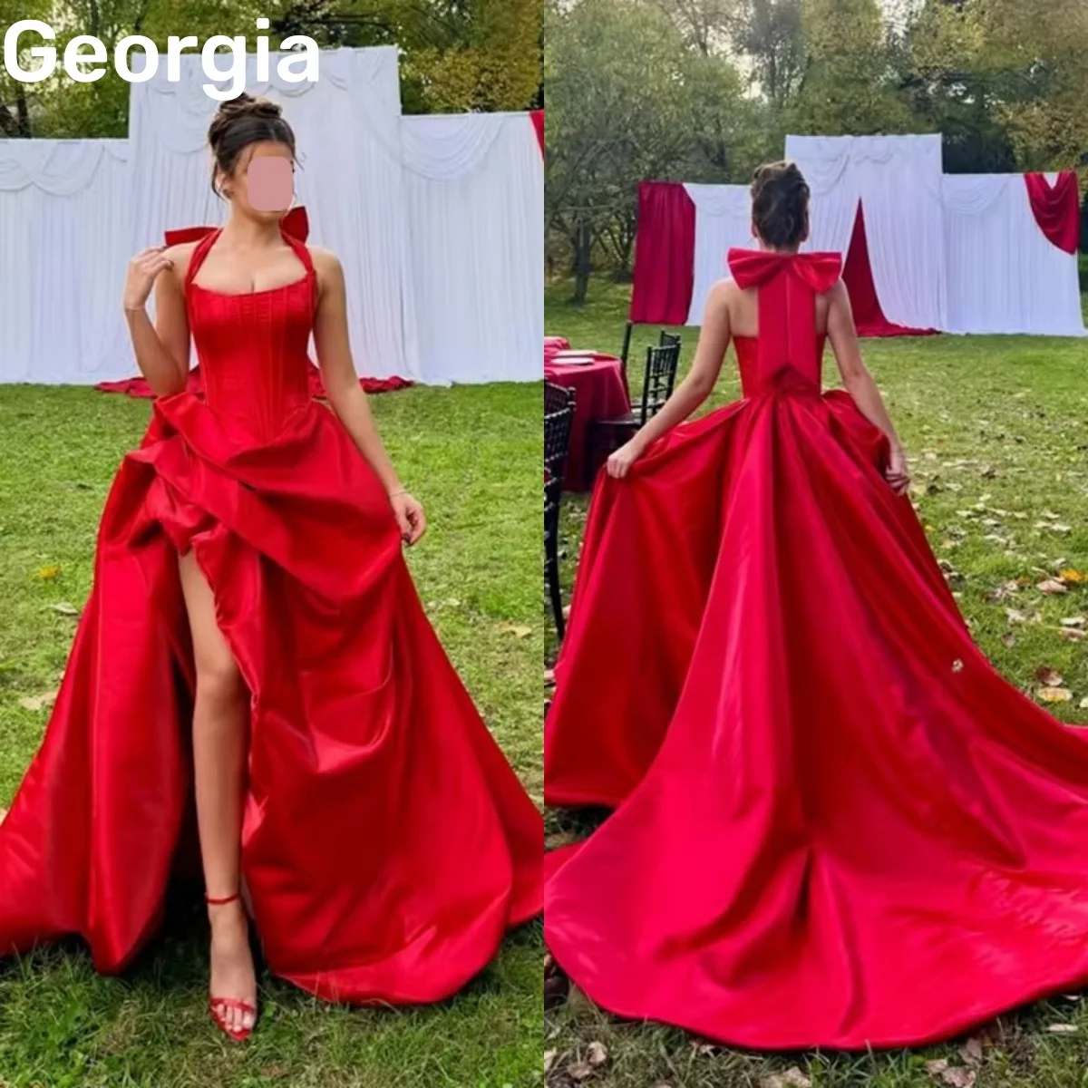 Luxury Evening Dresses Red Customize A-Line Split Cocktail Dresses Halter Wedding Party Dress Floor-Length Ruffle Sleeveless
Luxury Evening Dresses Red Customize A-Line Split Cocktail Dresses Halter Wedding Party Dress Floor-Length Ruffle Sleeveless