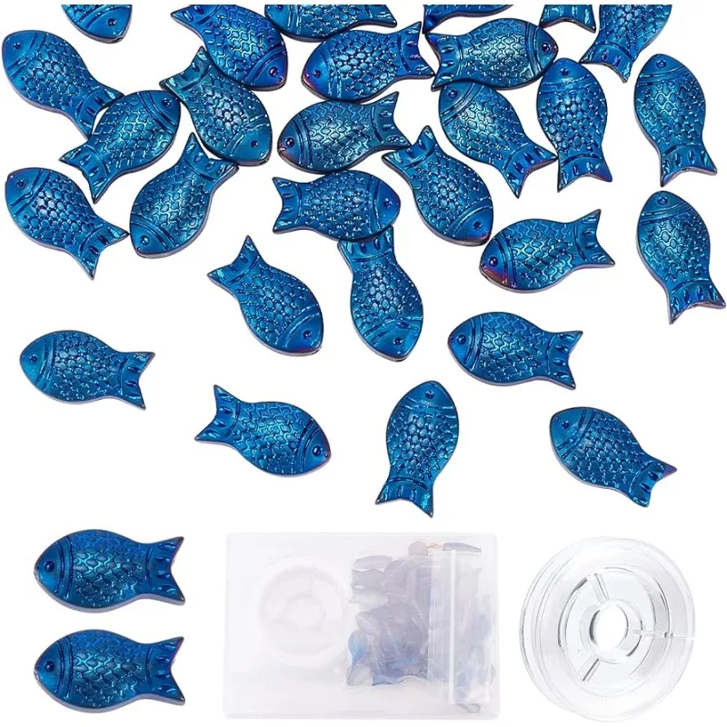 1 Box 50Pcs Fish Beads Sea Ocean Animal Electroplated Glass Bead Carved Frosted Blue Beads for Jewelry Making Elastic Thread
1 Box 50Pcs Fish Beads Sea Ocean Animal Electroplated Glass Bead Carved Frosted Blue Beads for Jewelry Making Elastic Thread