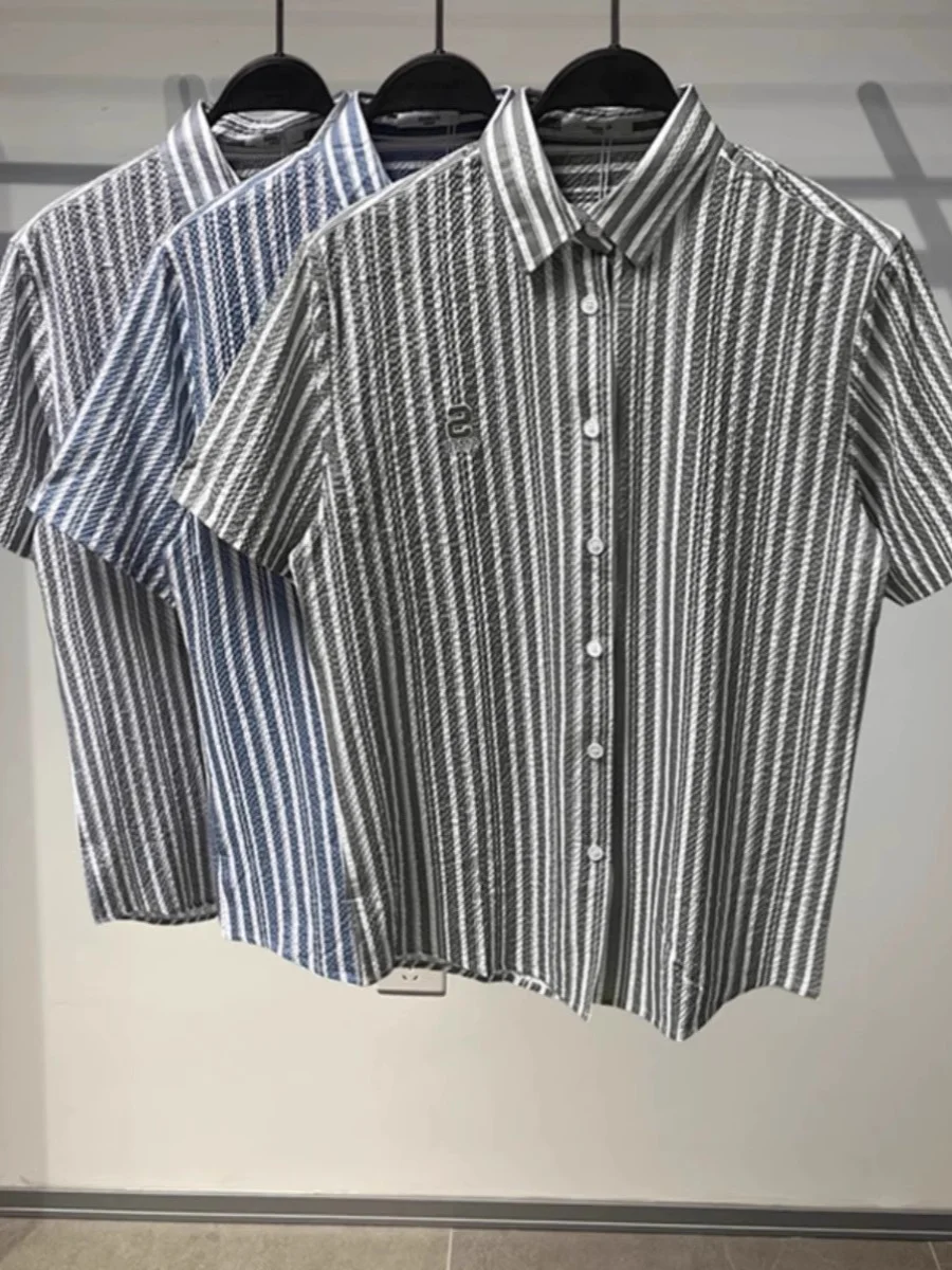 Summer Thin Iron-Free Bubble-Suited Striped Short-Sleeve Casual Shirt Men Breathable Slimming Fashion Embroidery Blouse
Summer Thin Iron-Free Bubble-Suited Striped Short-Sleeve Casual Shirt Men Breathable Slimming Fashion Embroidery Blouse