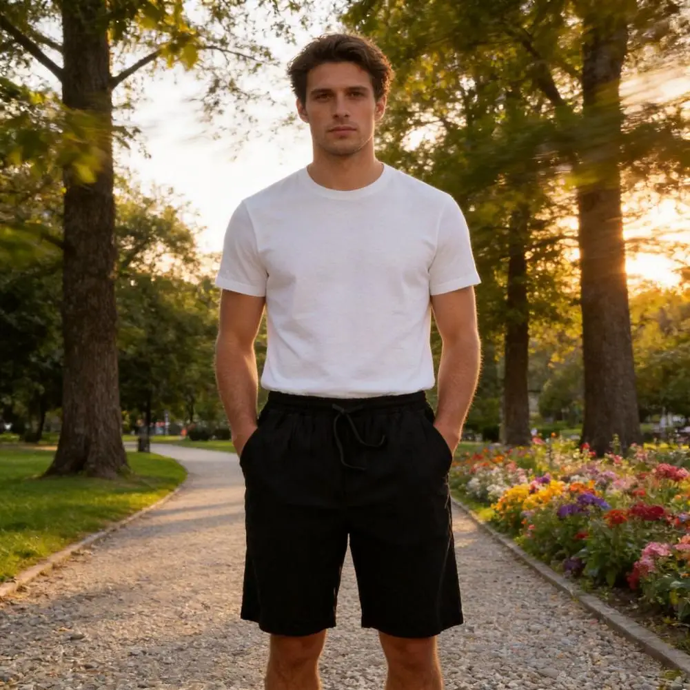 Men Shorts Baggy Five-Quarter Length Trousers with Pockets, Stretchy Waist Drawstring Ventilated Shorts for Vacation Daily Wear
Men Shorts Baggy Five-Quarter Length Trousers with Pockets, Stretchy Waist Drawstring Ventilated Shorts for Vacation Daily Wear