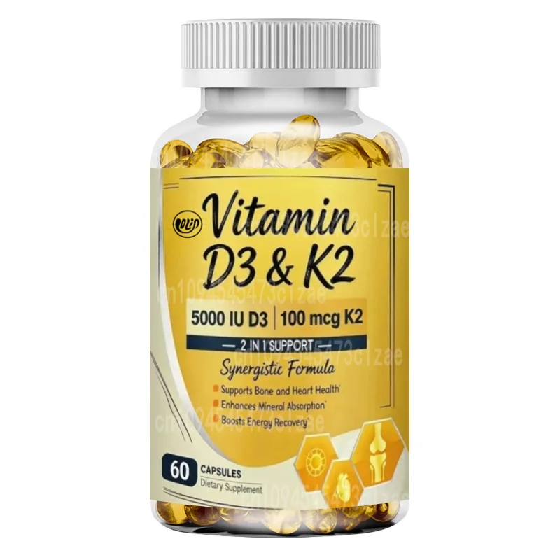 Vitamin D3 K2 Capsules Contain 125 Mg of D3 (5000IU) and 100 Mg of K2 (MK7) - Bone Immune Health Support 60 Capsules
Vitamin D3 K2 Capsules Contain 125 Mg of D3 (5000IU) and 100 Mg of K2 (MK7) - Bone Immune Health Support 60 Capsules