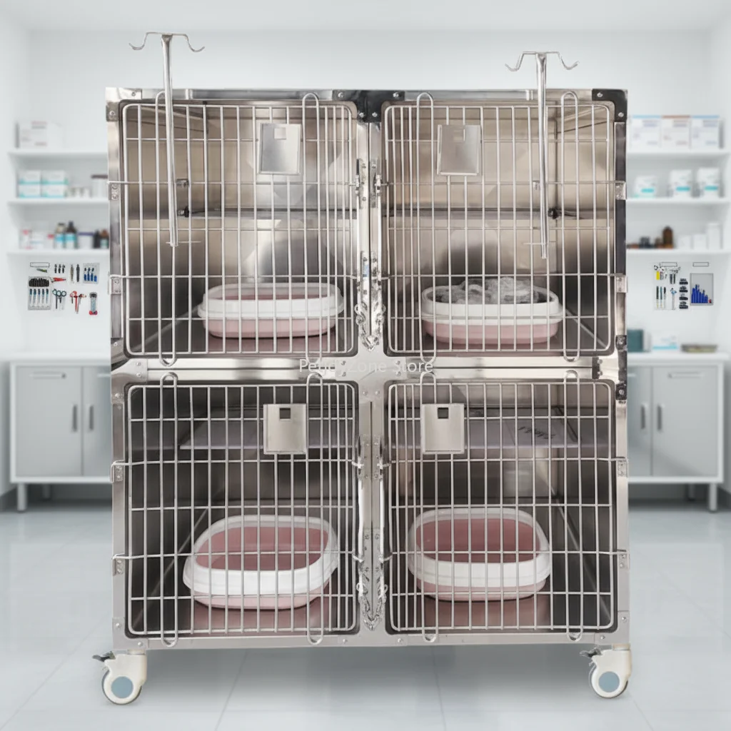 Premium 4-Compartment Veterinary Cat Cage Stainless Steel Cat Cage With Cat Litter Box & Universal Brake Wheels
Premium 4-Compartment Veterinary Cat Cage Stainless Steel Cat Cage With Cat Litter Box & Universal Brake Wheels