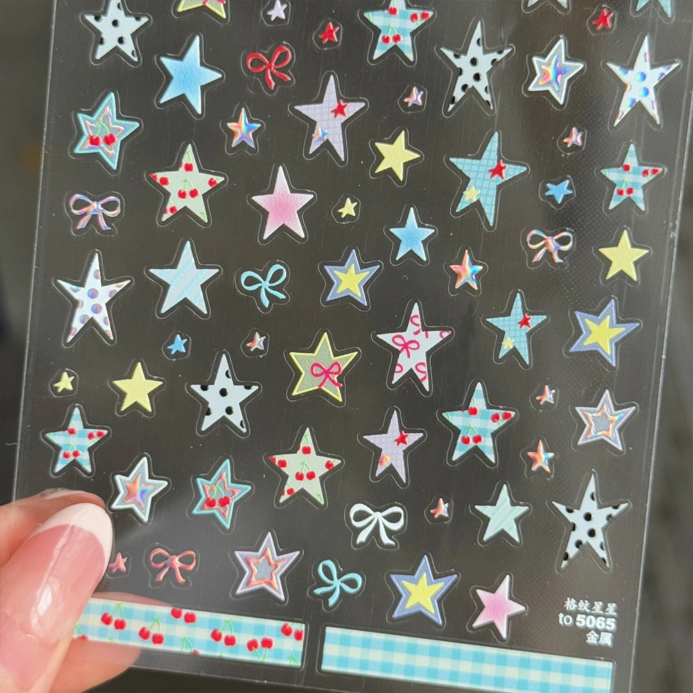 1Pcs 5D Grid Pattern Star Bowknot Nail Sticker Cherry Polka Dot Line Colorful Geometric Five-pointed Star Adhesive ManicureDecal
1Pcs 5D Grid Pattern Star Bowknot Nail Sticker Cherry Polka Dot Line Colorful Geometric Five-pointed Star Adhesive ManicureDecal