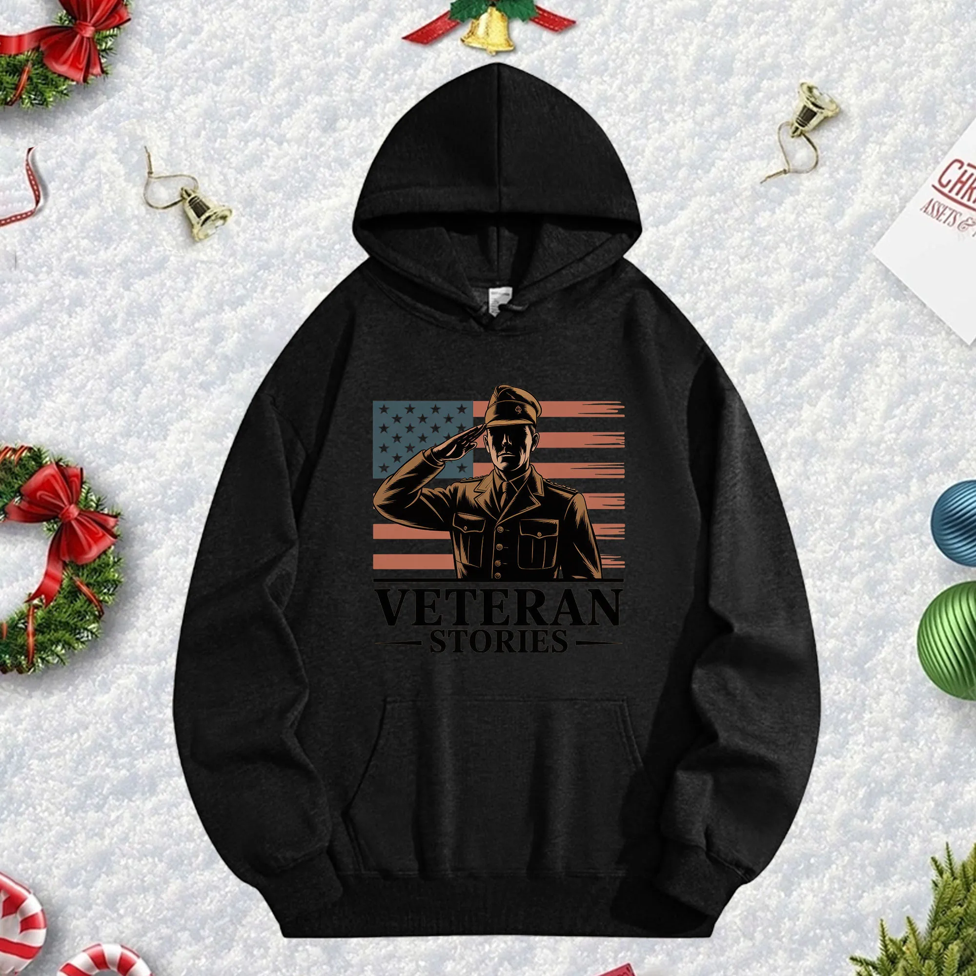 Черная толстовка с капюшоном Veteran Stories 270G для мужчин и женщин, уютный флисовый пуловер большого размера на осень/зиму, Рождество, Новый год
Черная толстовка с капюшоном Veteran Stories 270G для мужчин и женщин, уютный флисовый пуловер большого размера на осень/зиму, Рождество, Новый год