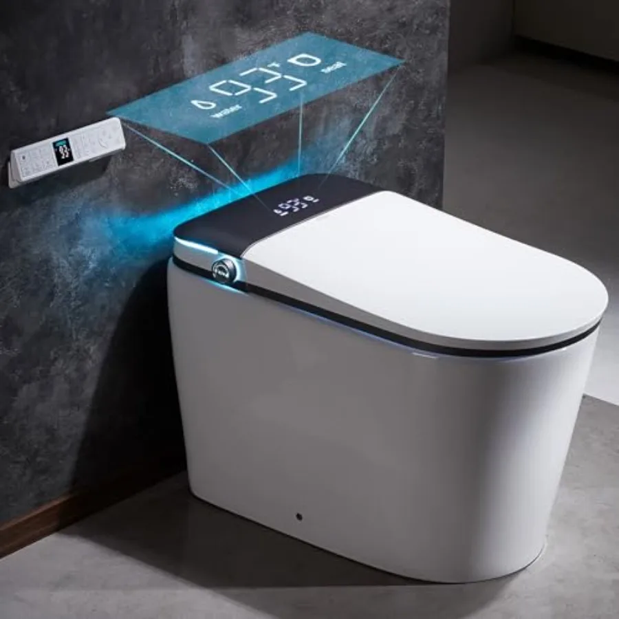 Smart toilet for modern bathrooms: U-widening heated seat, foam shield, warm water dryer PRO, automatic flush via foot sensor,
Smart toilet for modern bathrooms: U-widening heated seat, foam shield, warm water dryer PRO, automatic flush via foot sensor,