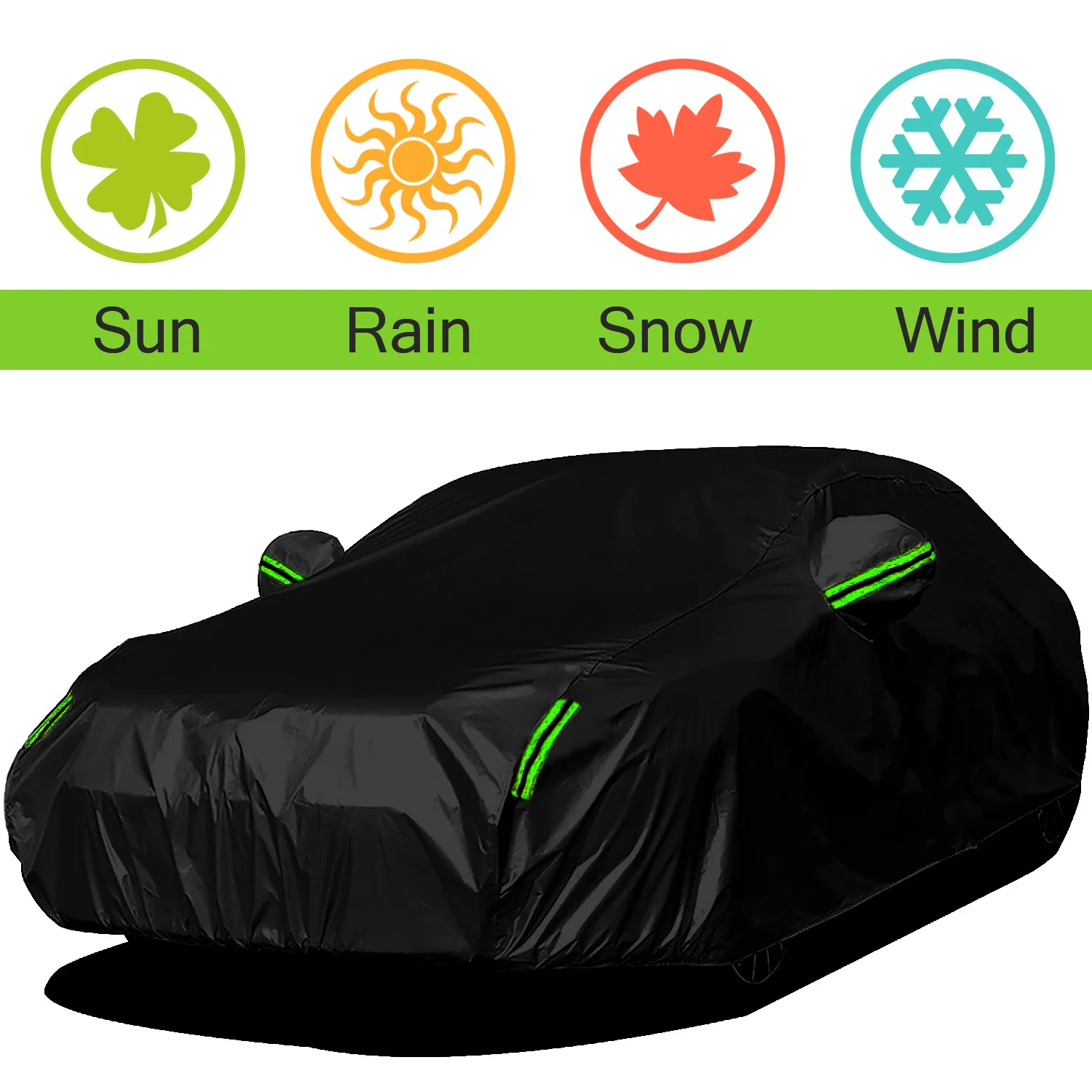 Black Universal Car Cover Full Vehicle Protector - Suv/Sedan with Safety Reflective Strips - Dustproof, Uv-Resistant, Scratch-R
Black Universal Car Cover Full Vehicle Protector - Suv/Sedan with Safety Reflective Strips - Dustproof, Uv-Resistant, Scratch-R