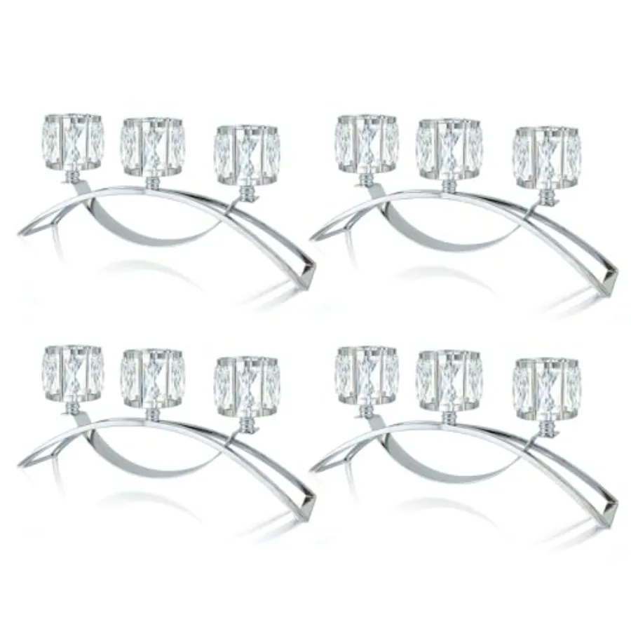 4 Pcs 3-Arm Crystal Tealight Candle Holders Elegant Metal Arch Candlestick Centerpiece for Wedding Party Dining Room Table Deco
4 Pcs 3-Arm Crystal Tealight Candle Holders Elegant Metal Arch Candlestick Centerpiece for Wedding Party Dining Room Table Deco