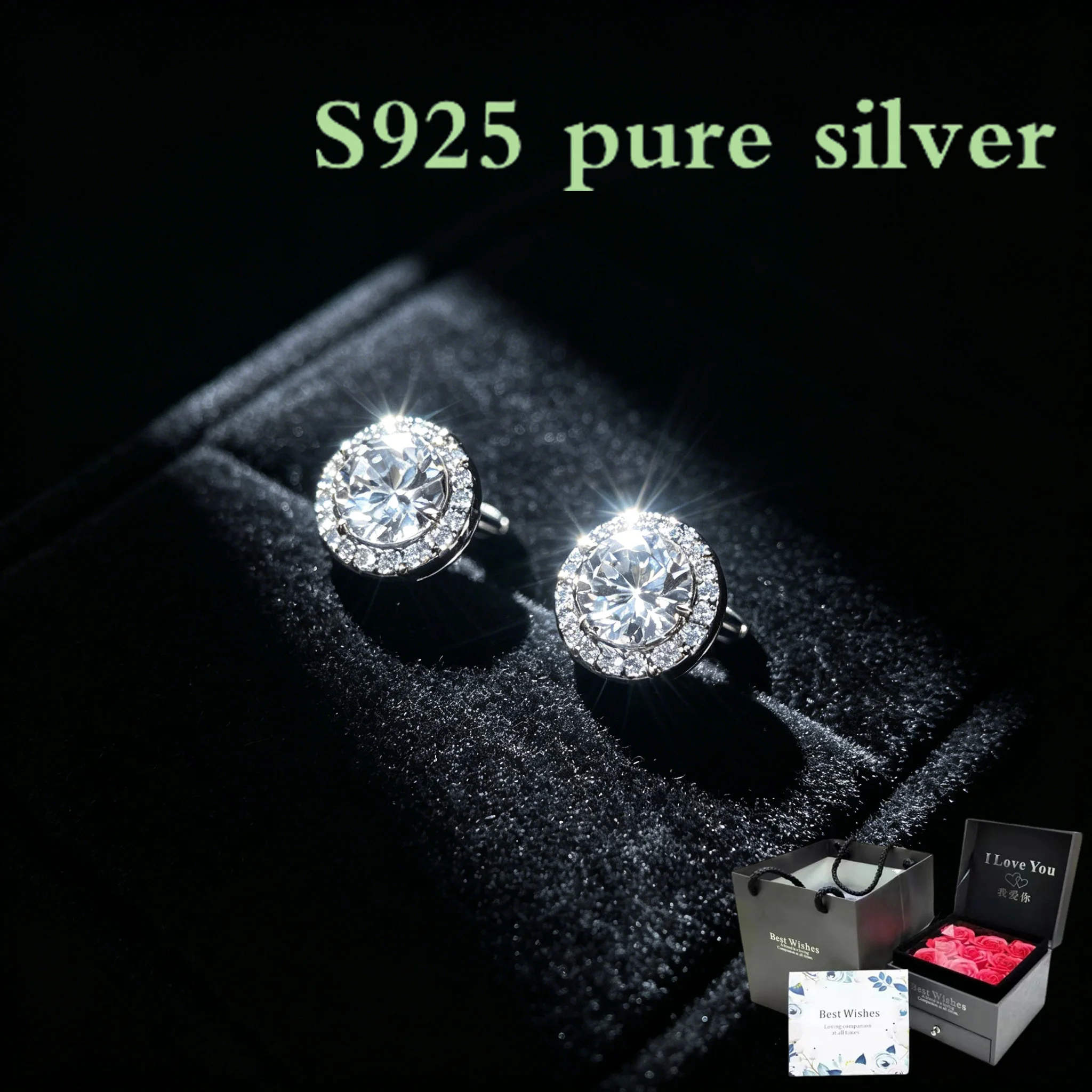 S925 pure silver dazzling full-diamond stud earrings - premium quality, perfect gift for girls
S925 pure silver dazzling full-diamond stud earrings - premium quality, perfect gift for girls