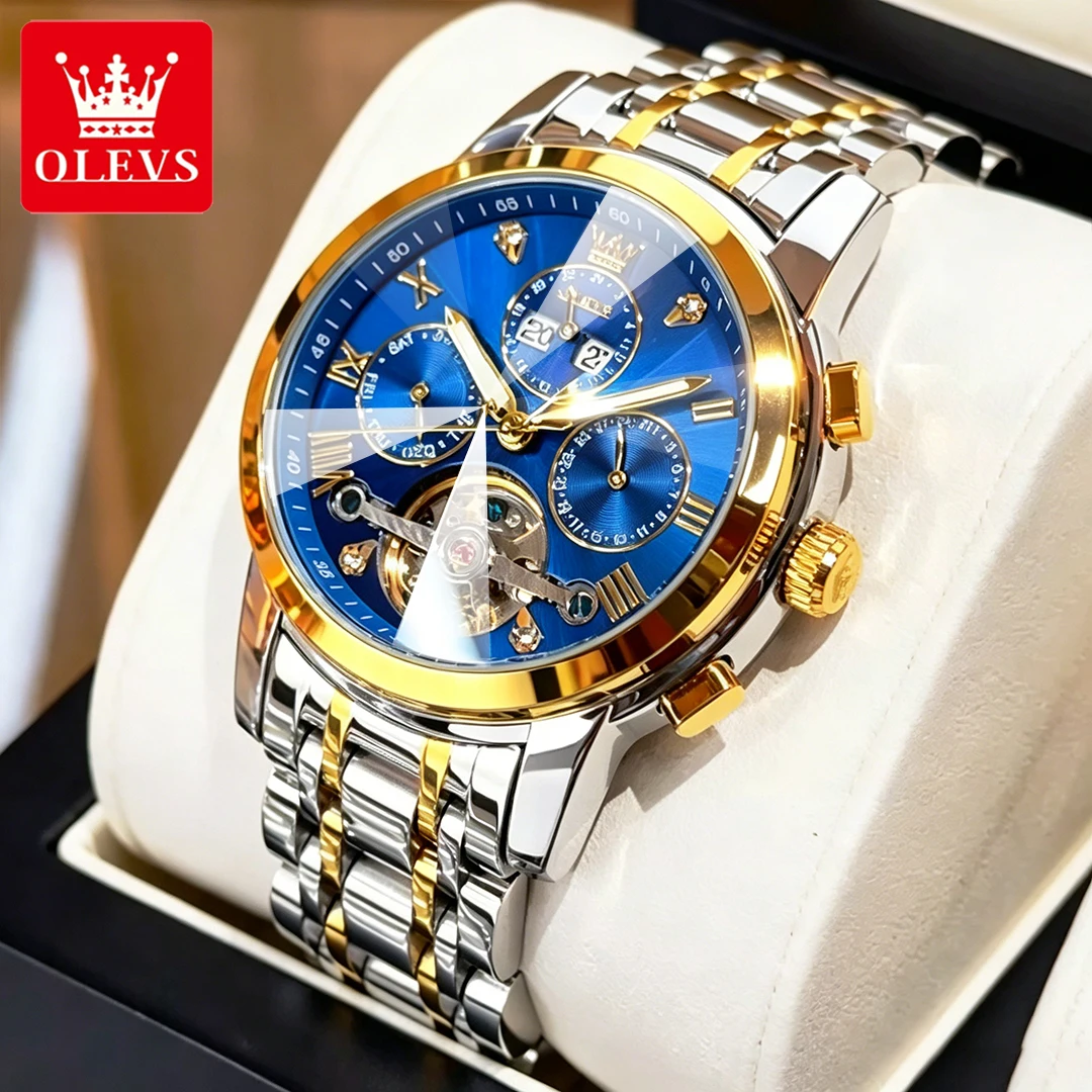 OLEVS Men's Watches Fashion Business Original Automatic Mechanical Wristwatch for Man Complete Calendar Flywheel Ruby Movement
OLEVS Men's Watches Fashion Business Original Automatic Mechanical Wristwatch for Man Complete Calendar Flywheel Ruby Movement