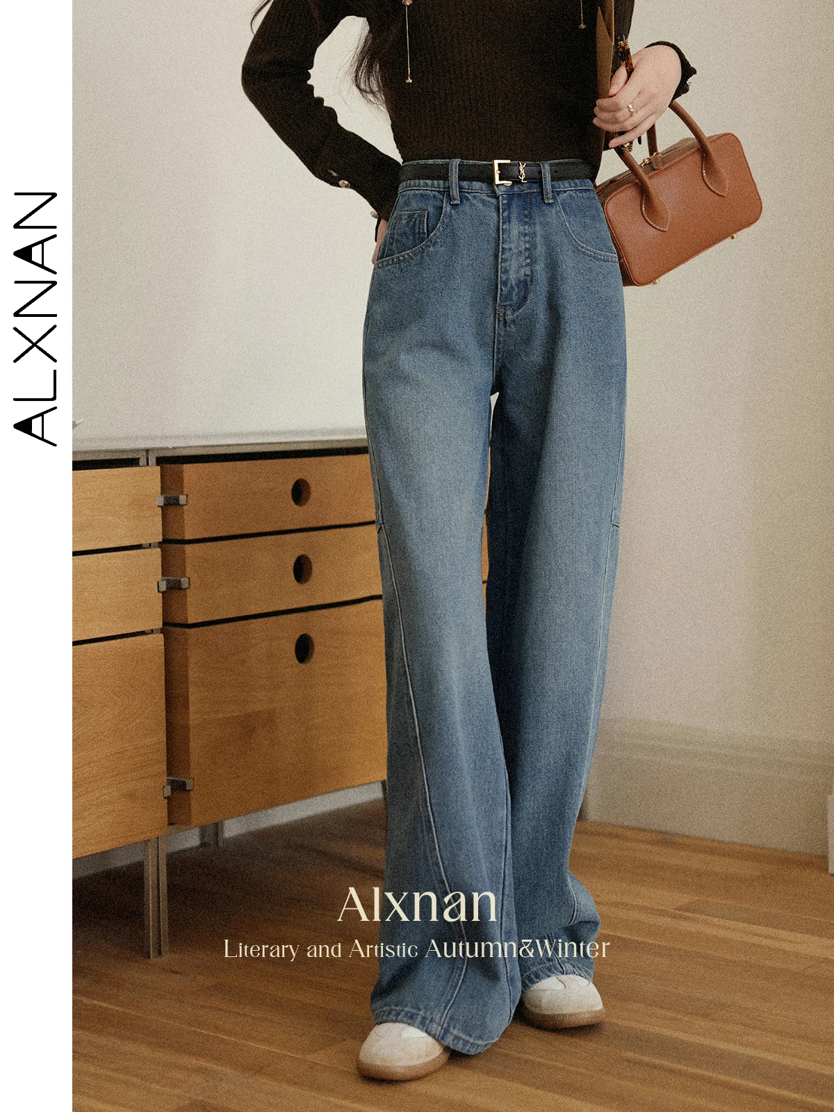 ALXNAN Woman's Wide-leg Jeans Autumn High-waist Light Blue Baggy Jeans Retro Casual Comfortable Versatile Ladies Pants L56823 
ALXNAN Woman's Wide-leg Jeans Autumn High-waist Light Blue Baggy Jeans Retro Casual Comfortable Versatile Ladies Pants L56823