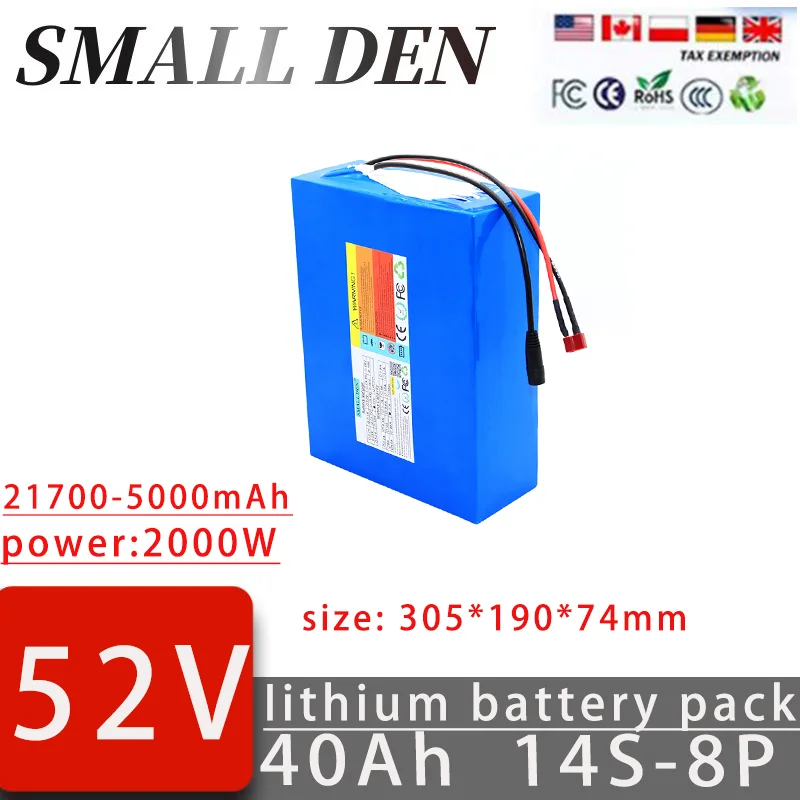 52V 40Ah 21700 lithium battery pack 14S8P A-class With 40A BMS designed for outdoor commuting, waterproof and dustproof+charger
52V 40Ah 21700 lithium battery pack 14S8P A-class With 40A BMS designed for outdoor commuting, waterproof and dustproof+charger
