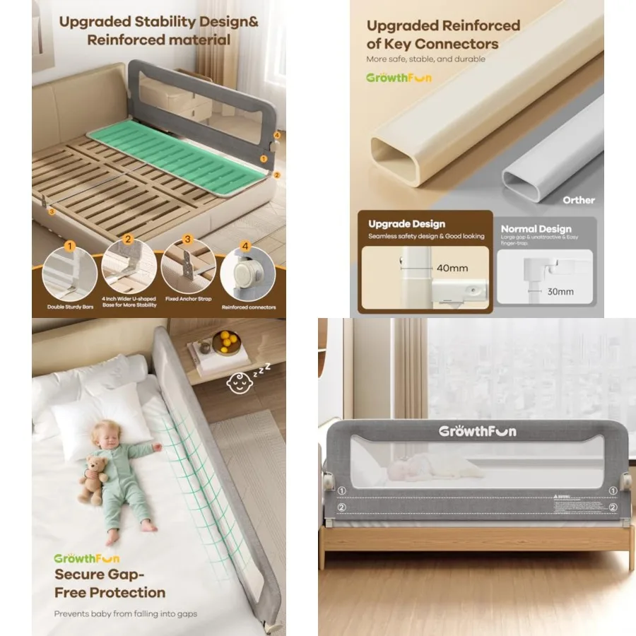 Foldable Bed Rail for Toddlers, Reinforced Carbon Steel FrameandConnectors, Breathable Cationic Fabric - Safety Toddler Bed Rai
Foldable Bed Rail for Toddlers, Reinforced Carbon Steel FrameandConnectors, Breathable Cationic Fabric - Safety Toddler Bed Rai