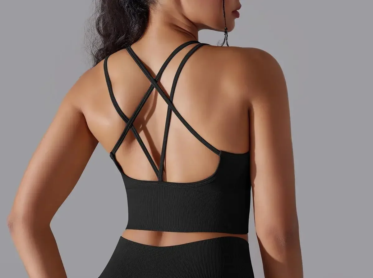 Women's Solid Color Cross Back Sports Bra, Tight and Shockproof, High-strength Yoga Fitness Bra, Running Bra
Women's Solid Color Cross Back Sports Bra, Tight and Shockproof, High-strength Yoga Fitness Bra, Running Bra