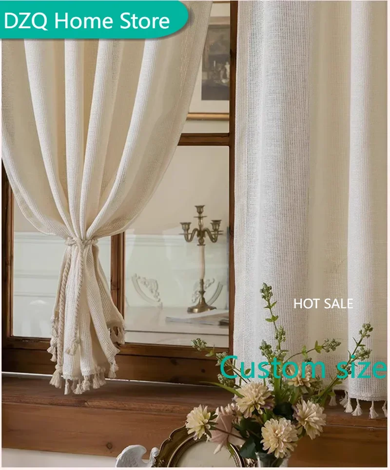 French half-curtains window short curtain tulle tassel texture partition through rod retro woven cotton linen door curtains yarn
French half-curtains window short curtain tulle tassel texture partition through rod retro woven cotton linen door curtains yarn