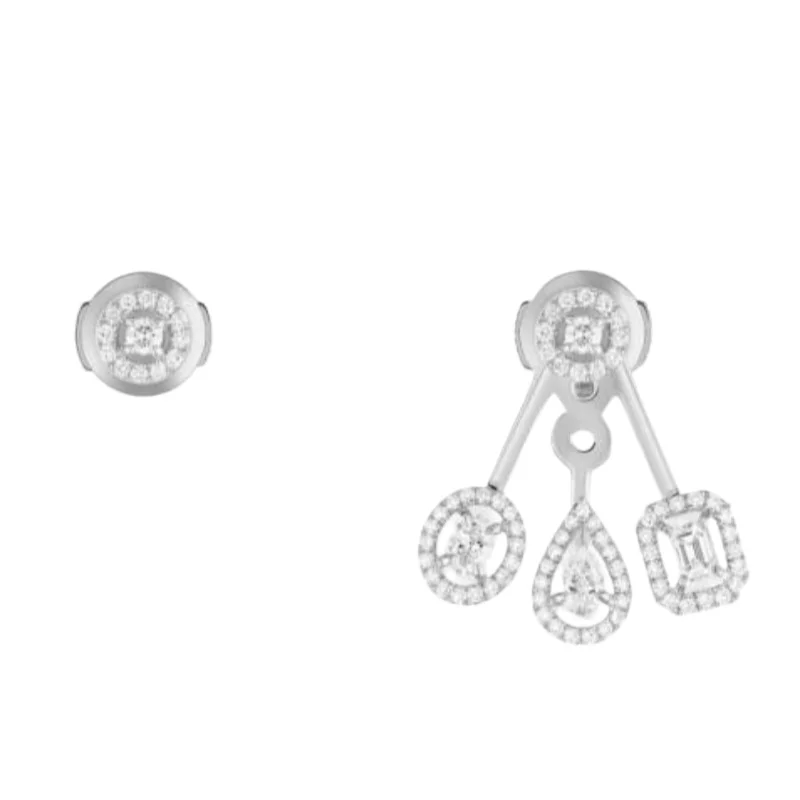 Silver Plated Asymmetric Convertible Halo Stud Earrings, Detachable Oval, Pear & Emerald Cut Drop Charms
Silver Plated Asymmetric Convertible Halo Stud Earrings, Detachable Oval, Pear & Emerald Cut Drop Charms