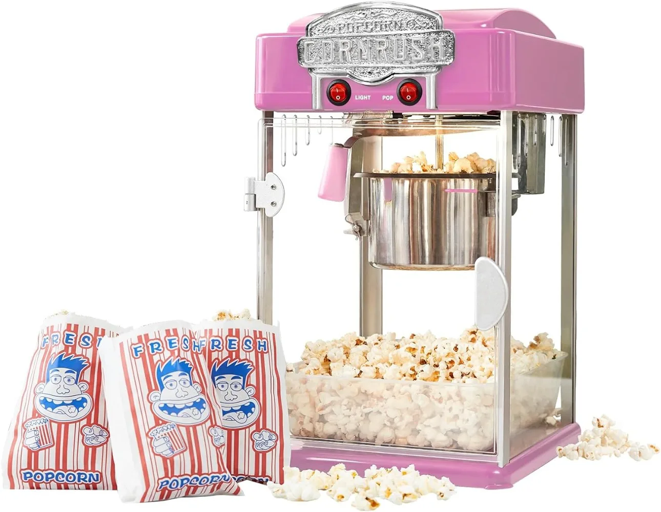 4 Oz Professional Popcorn Maker Theater Style Comes with Non-Stick Kettle Heat Lamp and Spoon
4 Oz Professional Popcorn Maker Theater Style Comes with Non-Stick Kettle Heat Lamp and Spoon