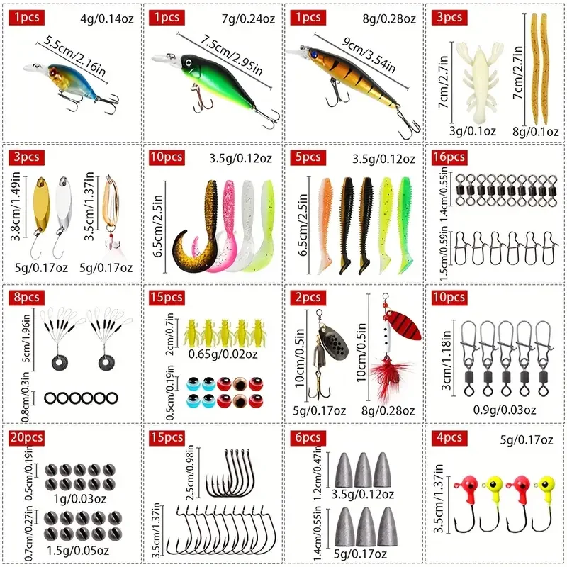 125pcs Complete Bionic Fishing Kit | Lifelike Hard/Soft Lures (4g-8g) + Adjustable Sinkers & Safe-Lock Hooks | All-in-One Tackle
125pcs Complete Bionic Fishing Kit | Lifelike Hard/Soft Lures (4g-8g) + Adjustable Sinkers & Safe-Lock Hooks | All-in-One Tackle