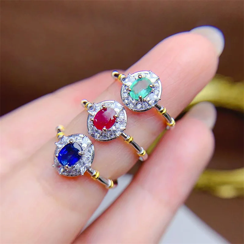 New S925 Silver Natural Ruby Ring Sapphire Ring Emerald Ring for Women Gemstone with Certificate
New S925 Silver Natural Ruby Ring Sapphire Ring Emerald Ring for Women Gemstone with Certificate