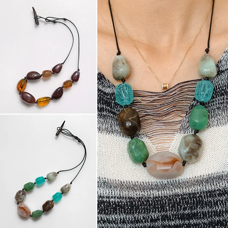 Imitation Natural Stone Beaded Acrylic Necklace for Women Wax Wire Sweater Chain Stacked Jewelry Holiday Cuasual Clavicle Chain
Imitation Natural Stone Beaded Acrylic Necklace for Women Wax Wire Sweater Chain Stacked Jewelry Holiday Cuasual Clavicle Chain