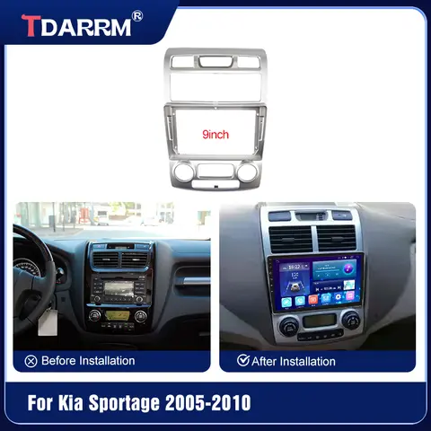 For 2005 2006 2007 2008 2009 2010 Kia Sportage Audio Dash Kits Frame Facia Panel Player DVD screen Frame 9 inch(silver)