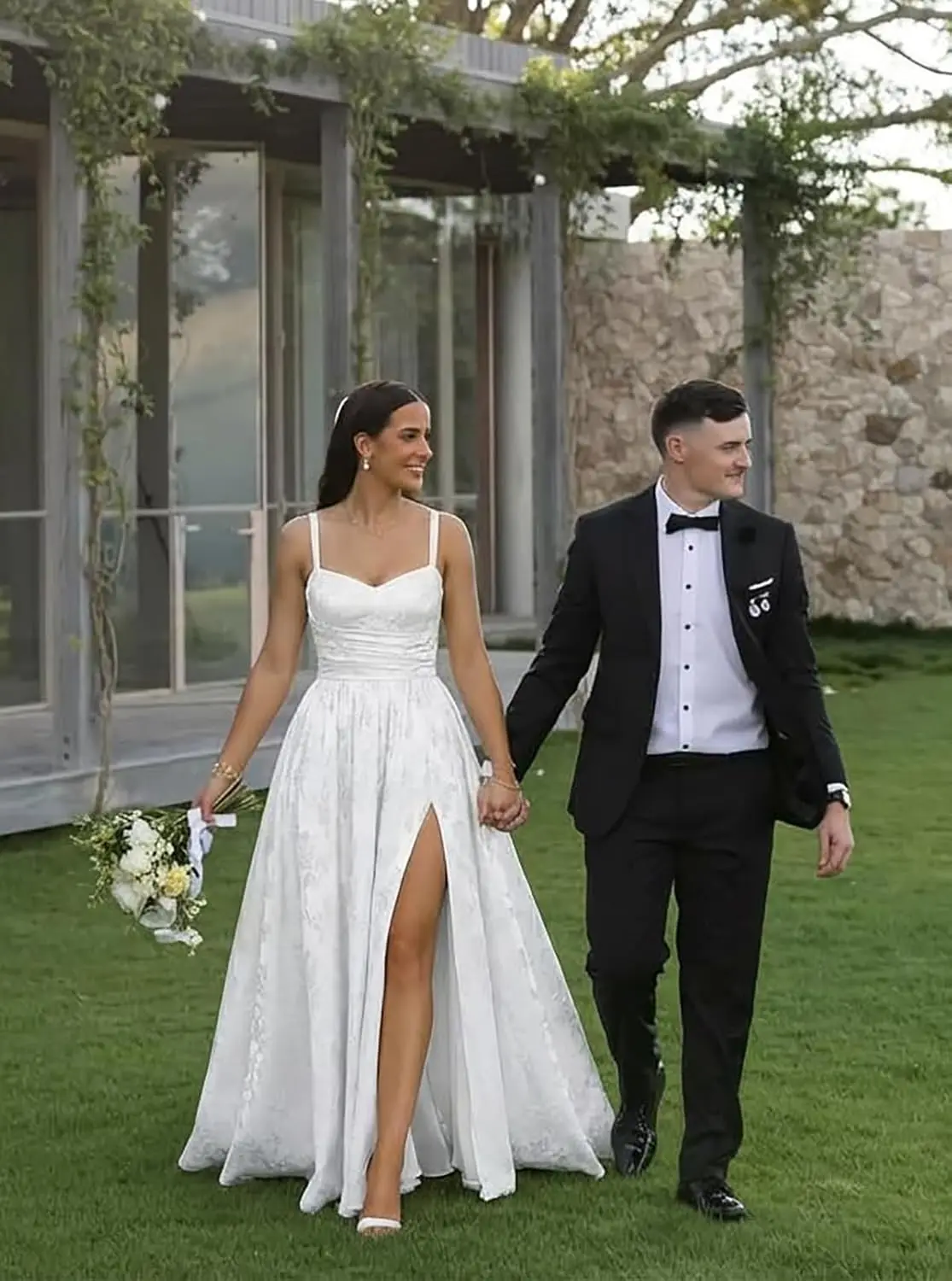 Women Jacquard Satin Prom Dresses with Slit Spaghetti Straps A Line Long Bridesmaid Dress Party Dresses Evening Gown
Women Jacquard Satin Prom Dresses with Slit Spaghetti Straps A Line Long Bridesmaid Dress Party Dresses Evening Gown