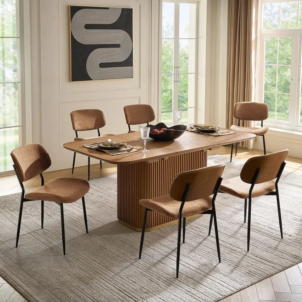 Dining Chairs Set of 6 MidCentury Modern Upholstered Kitchen Dining Room Chairs with Wood Curved Backrest, Black Metal Legs Fab
Dining Chairs Set of 6 MidCentury Modern Upholstered Kitchen Dining Room Chairs with Wood Curved Backrest, Black Metal Legs Fab