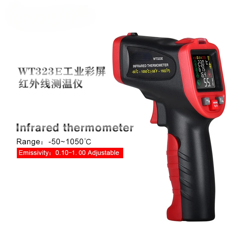 WT323E color screen thermocouple ring laser infrared thermometer Infrared temperature
WT323E color screen thermocouple ring laser infrared thermometer Infrared temperature