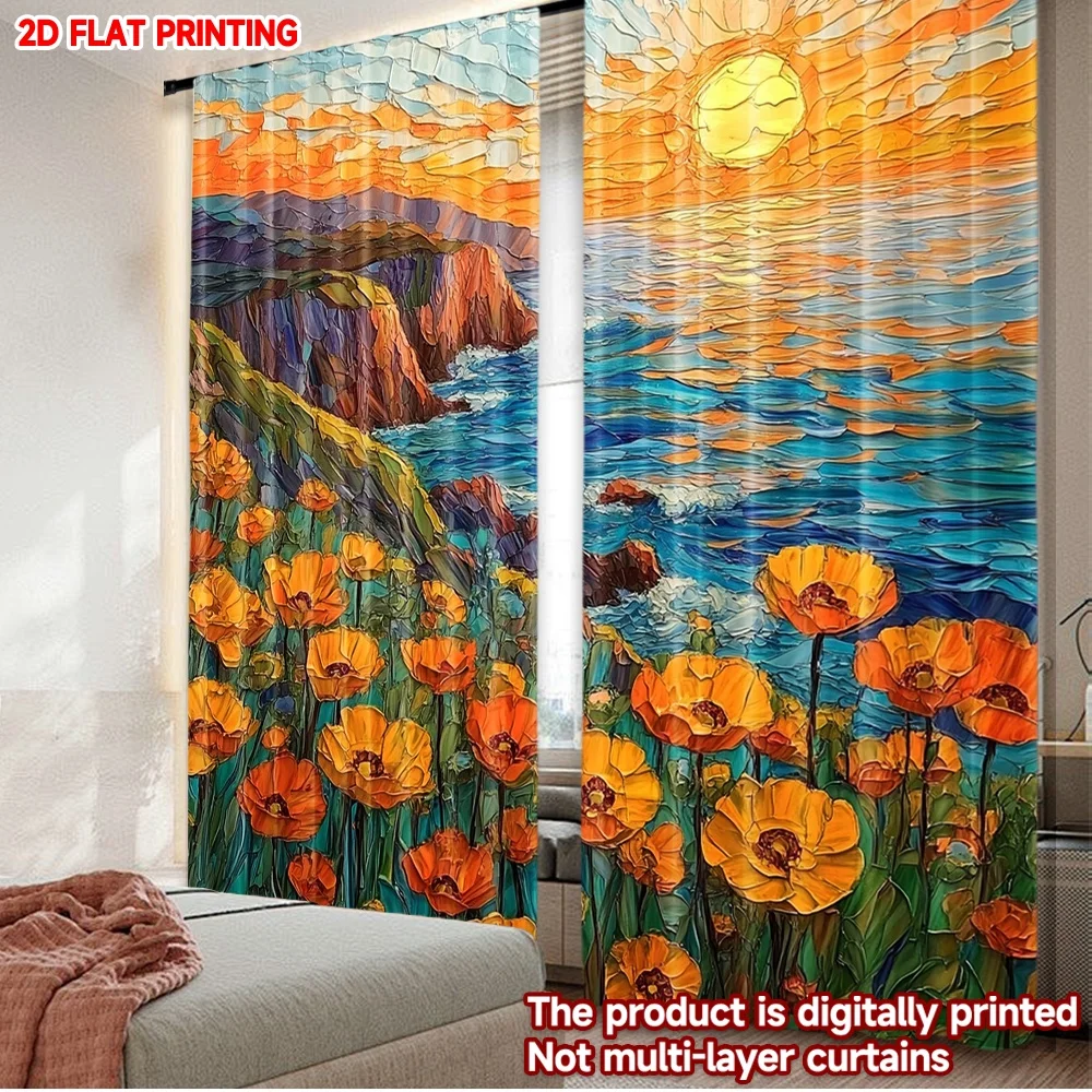 2D flat printing 2pcs Curtain Scene Curtains Coastal Sunset and Flowers Digital Printed Polyester Drapes Birthday Party Use for
2D flat printing 2pcs Curtain Scene Curtains Coastal Sunset and Flowers Digital Printed Polyester Drapes Birthday Party Use for
