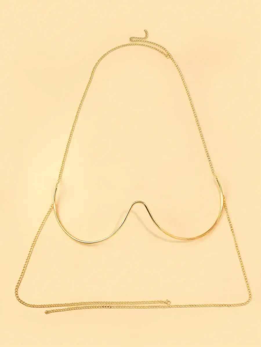 Gold-Tone Wavy Wire Chest Harness For Bikini Layering, Minimalist Beach Body Jewelry In Contemporary Western Aesthetic
Gold-Tone Wavy Wire Chest Harness For Bikini Layering, Minimalist Beach Body Jewelry In Contemporary Western Aesthetic