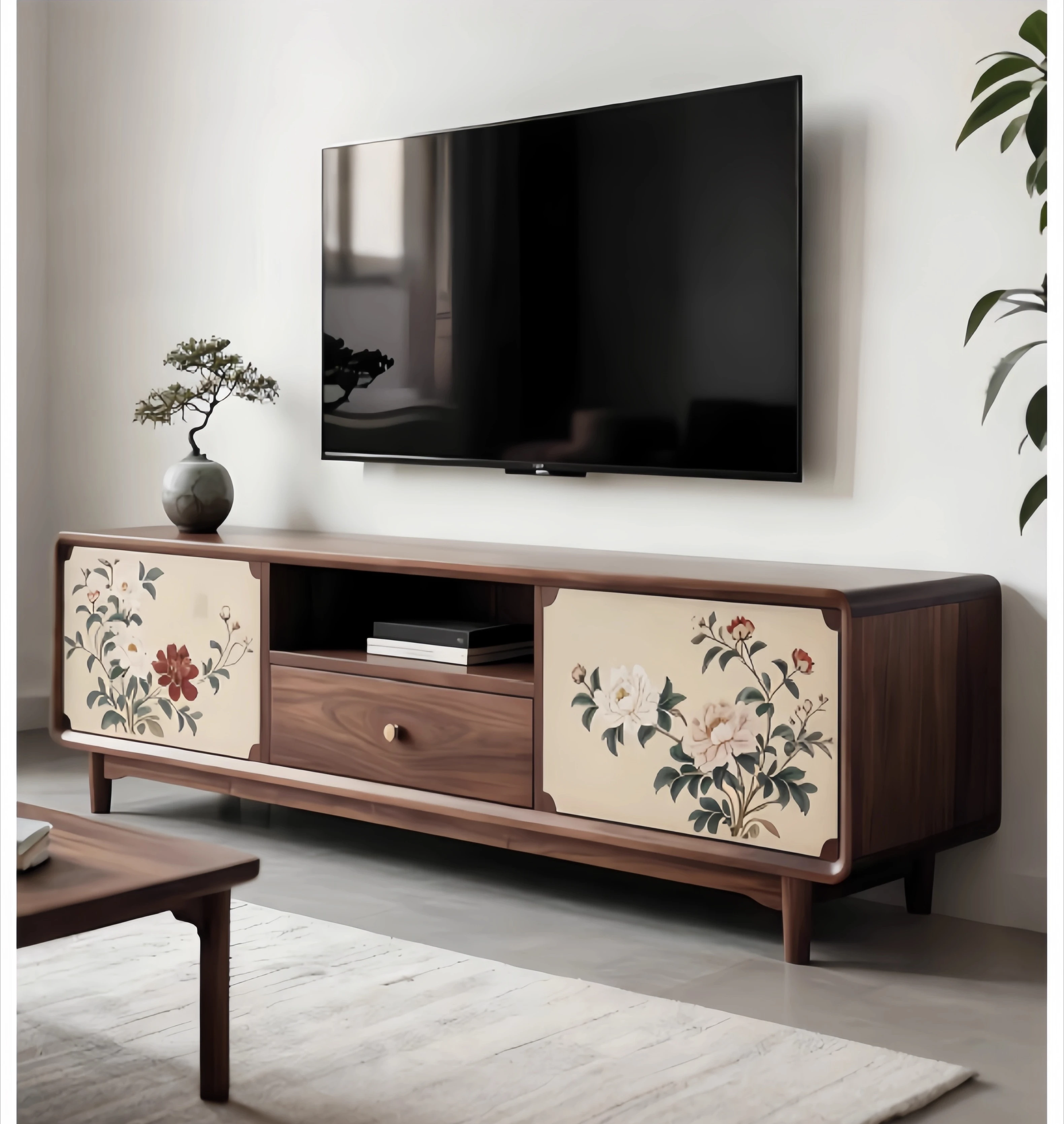 Solid wood TV cabinet hand-painted flower and bird picture light luxury living room locker
Solid wood TV cabinet hand-painted flower and bird picture light luxury living room locker