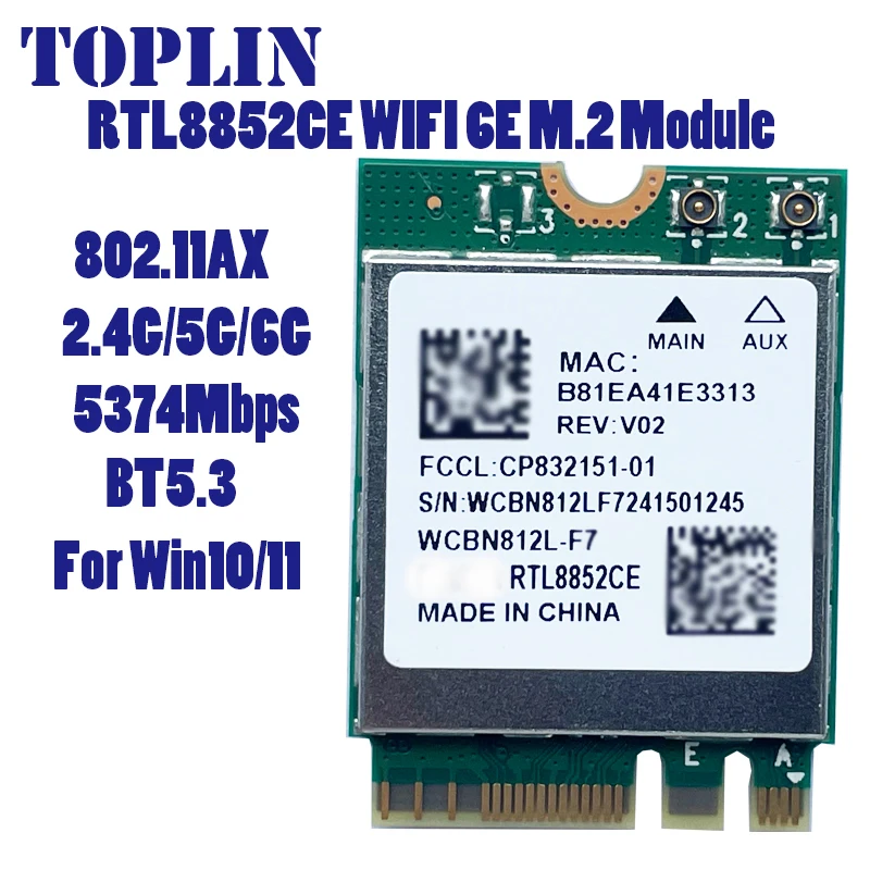 HUASJ WiFi 6E Bluetooth 5.3 Adapter 5400Mbps Wireless Signal Receive Card NGFF M.2 for Windows 10/11 RTL8852CE Like AX210
HUASJ WiFi 6E Bluetooth 5.3 Adapter 5400Mbps Wireless Signal Receive Card NGFF M.2 for Windows 10/11 RTL8852CE Like AX210