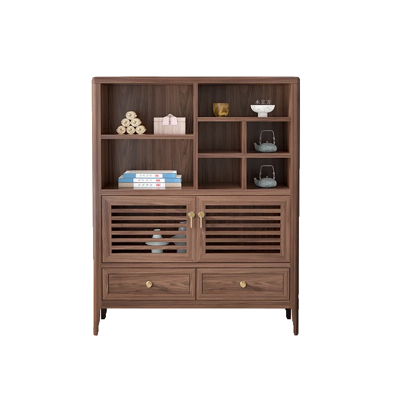 New Chinese black walnut dining side cabinet, storage tea room display cabinet, solid wood small side cabinet against the wall
New Chinese black walnut dining side cabinet, storage tea room display cabinet, solid wood small side cabinet against the wall