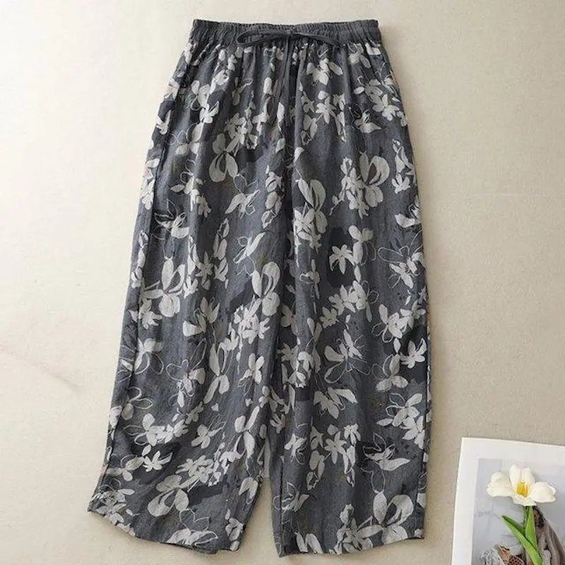 Straight Pants Women Summer Wear Vintage Elastic Waist Floral Printed Cotton Linen Trousers Casual Pleated Flowing Baggy Pants
Straight Pants Women Summer Wear Vintage Elastic Waist Floral Printed Cotton Linen Trousers Casual Pleated Flowing Baggy Pants