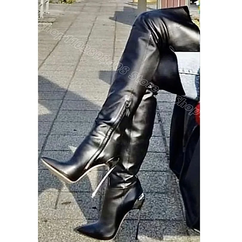 Black Metal Heels Over Knee Boots Pointed Toe Side Zipper Stiletto British Style Fashion Party Casual Boots Zapatos Para Mujere
Black Metal Heels Over Knee Boots Pointed Toe Side Zipper Stiletto British Style Fashion Party Casual Boots Zapatos Para Mujere