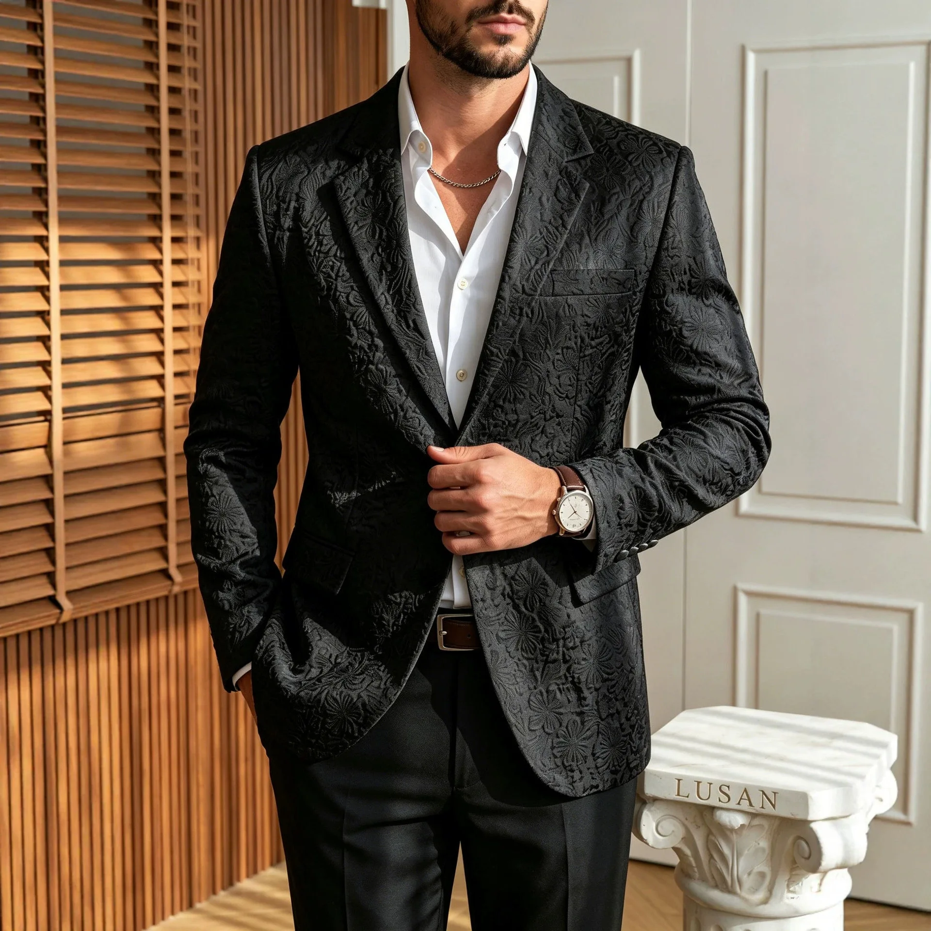 2026 New Men's White Blazer Jacket Luxury Floral Jacquard Suit Blazer Elegant Tuxedo for Party Wedding Casual Outfits Men
2026 New Men's White Blazer Jacket Luxury Floral Jacquard Suit Blazer Elegant Tuxedo for Party Wedding Casual Outfits Men