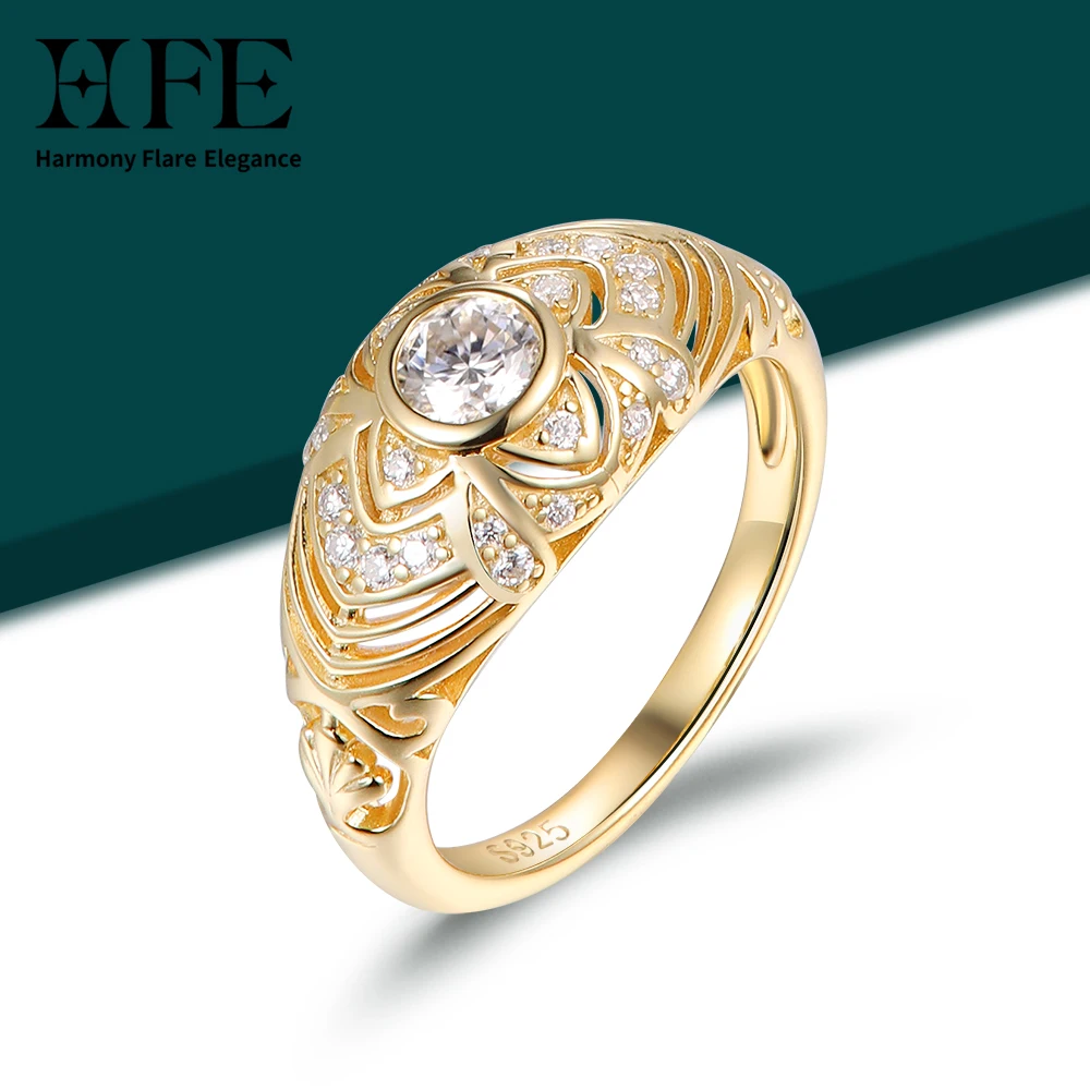 HFE Hand Carved Floral Wide Ring, 925 Sterling Silver with Moissanite, Bohemian Style Fashion Jewelry for Women
HFE Hand Carved Floral Wide Ring, 925 Sterling Silver with Moissanite, Bohemian Style Fashion Jewelry for Women
