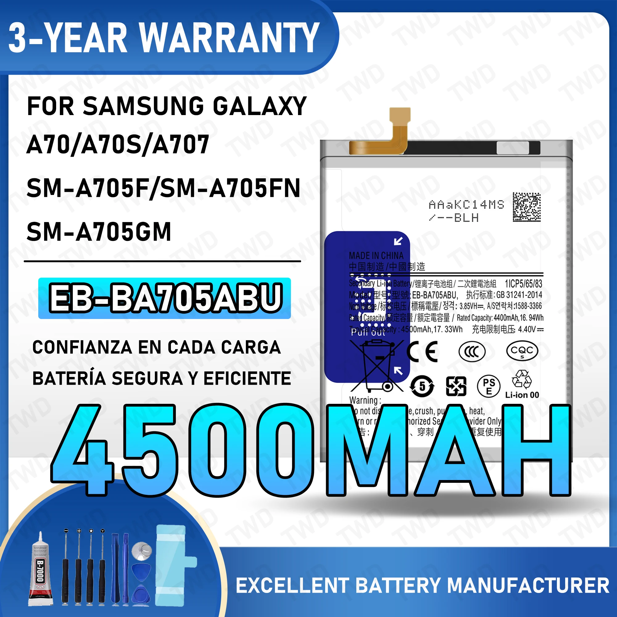 EB-BA705ABU Large capacity Battery For Samsung Galaxy A70/A70S/A707/SM-A705F/SM-A705FN Batteries New High Quanlity+Free Tools
EB-BA705ABU Large capacity Battery For Samsung Galaxy A70/A70S/A707/SM-A705F/SM-A705FN Batteries New High Quanlity+Free Tools