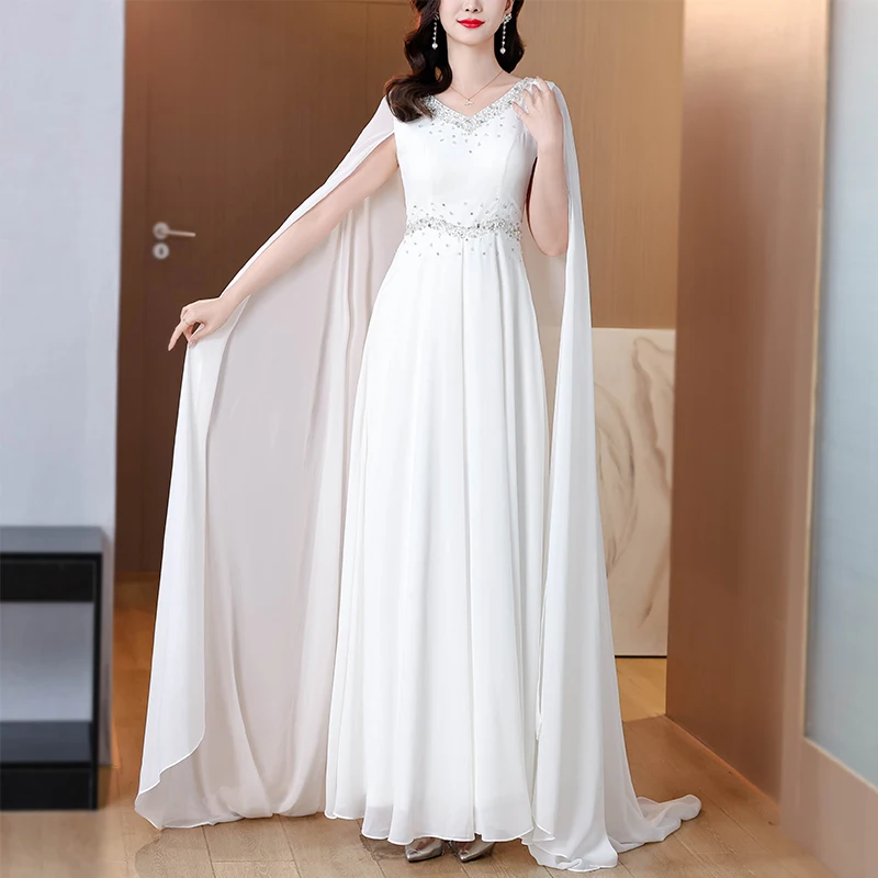 Luxurry White Long Dress Women Spring Autumn Sleeveless Elegant Party Cloak Dress Vestidos
Luxurry White Long Dress Women Spring Autumn Sleeveless Elegant Party Cloak Dress Vestidos