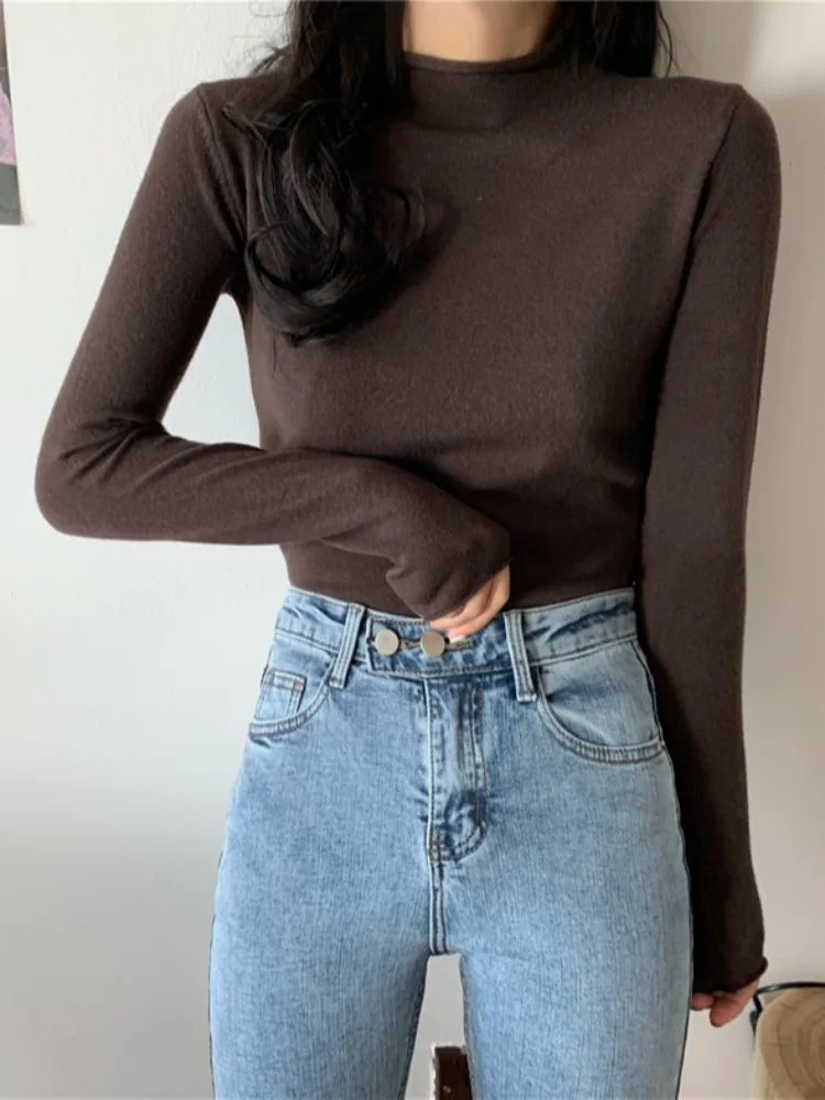 Basic Long Sleeve T-shirts Women New Autumn Inside Popular Solid Slim Crop Simple All-match Elegant Lady Korean Multicolor Tops
Basic Long Sleeve T-shirts Women New Autumn Inside Popular Solid Slim Crop Simple All-match Elegant Lady Korean Multicolor Tops