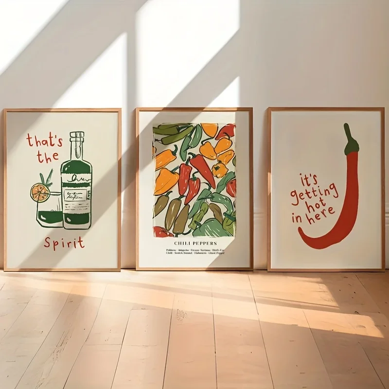 3pcs Retro Chili Pepper Aesthetic Poster Canvas Wall Art Prints Decor for Retro Kitchen Living Room Decoration Frameless Poster
3pcs Retro Chili Pepper Aesthetic Poster Canvas Wall Art Prints Decor for Retro Kitchen Living Room Decoration Frameless Poster