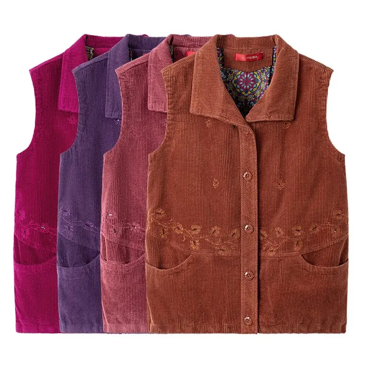 Embroidered Corduroy Vest Casual Turn-down Collar Large Size oulder Pad Vest for Middle-aged And ly Women Spring Faion
Embroidered Corduroy Vest Casual Turn-down Collar Large Size oulder Pad Vest for Middle-aged And ly Women Spring Faion
