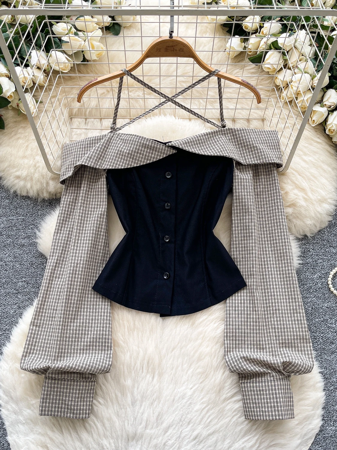 Женский клетчатый топ Long Sve irt на одно плечо с перекрестными бретелями, осенний модный топ в Корейском стиле для поездок на работу и ветер
Женский клетчатый топ Long Sve irt на одно плечо с перекрестными бретелями, осенний модный топ в Корейском стиле для поездок на работу и ветер